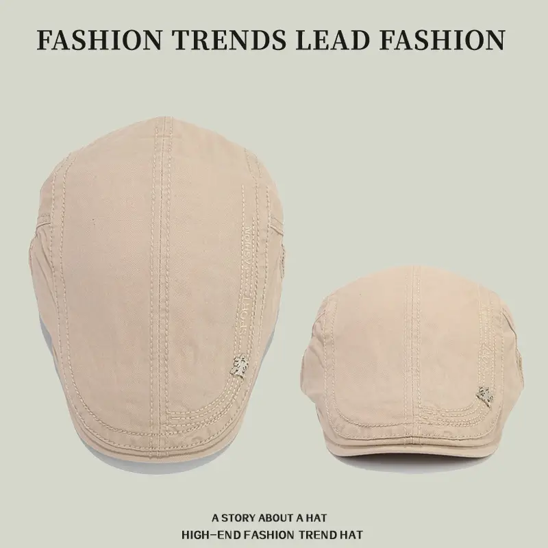 Beige Embroidered Men's Sun Hat with Buckle - Image 8