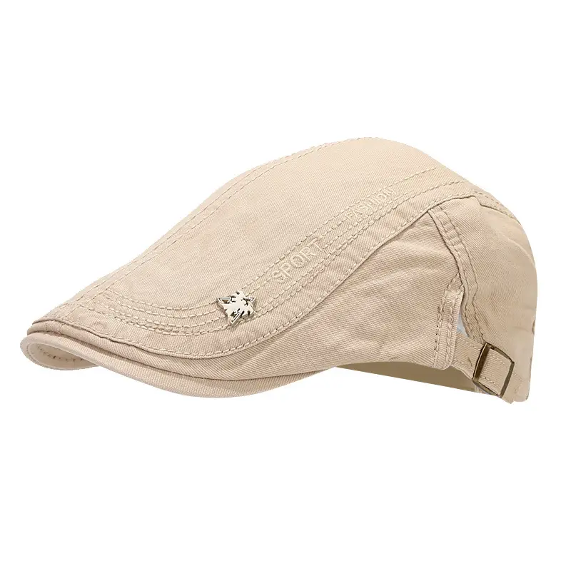Beige Embroidered Men's Sun Hat with Buckle - Image 11
