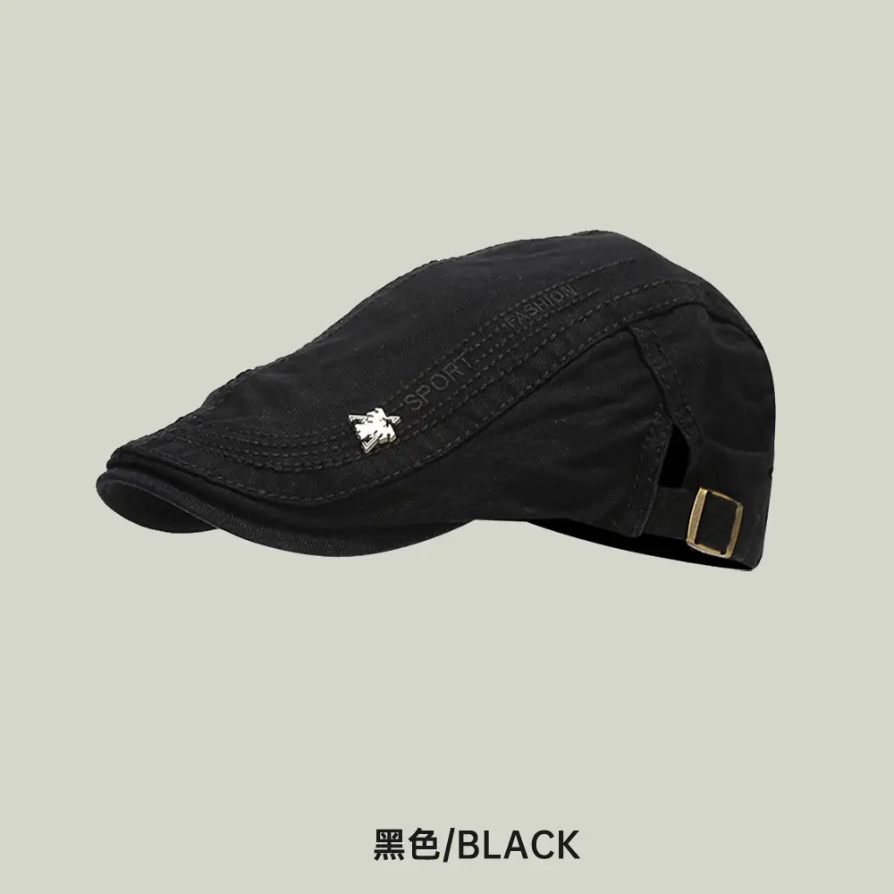 Beige Embroidered Men's Sun Hat with Buckle - Image 3