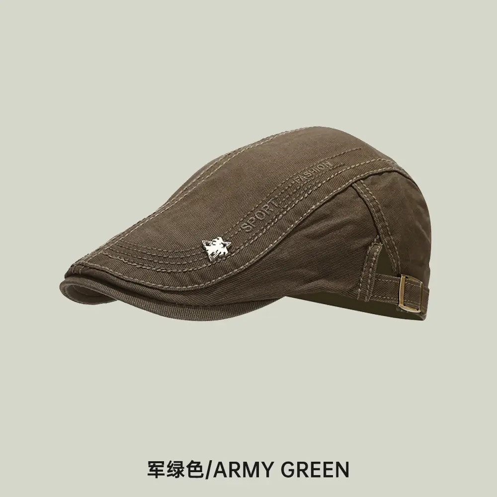 Beige Embroidered Men's Sun Hat with Buckle - Image 5