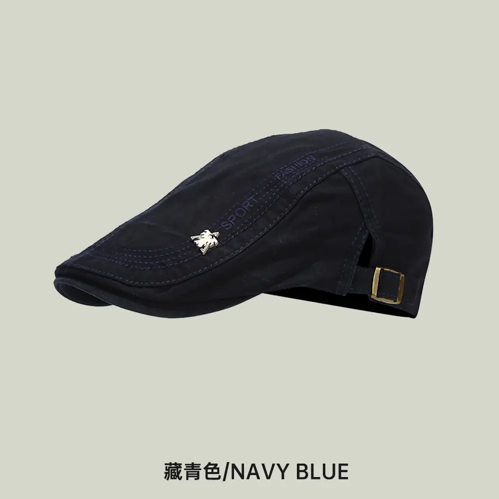 Beige Embroidered Men's Sun Hat with Buckle - Image 6