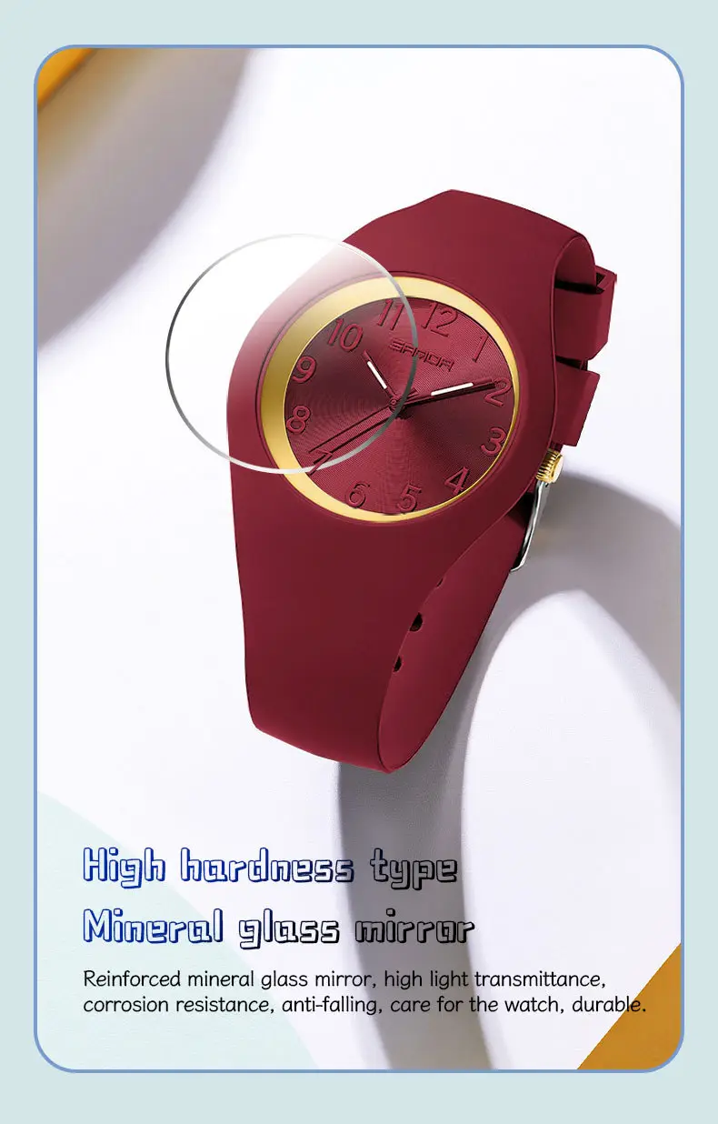 Red Quartz Watch for Men Women Silent Waterproof — feature 38