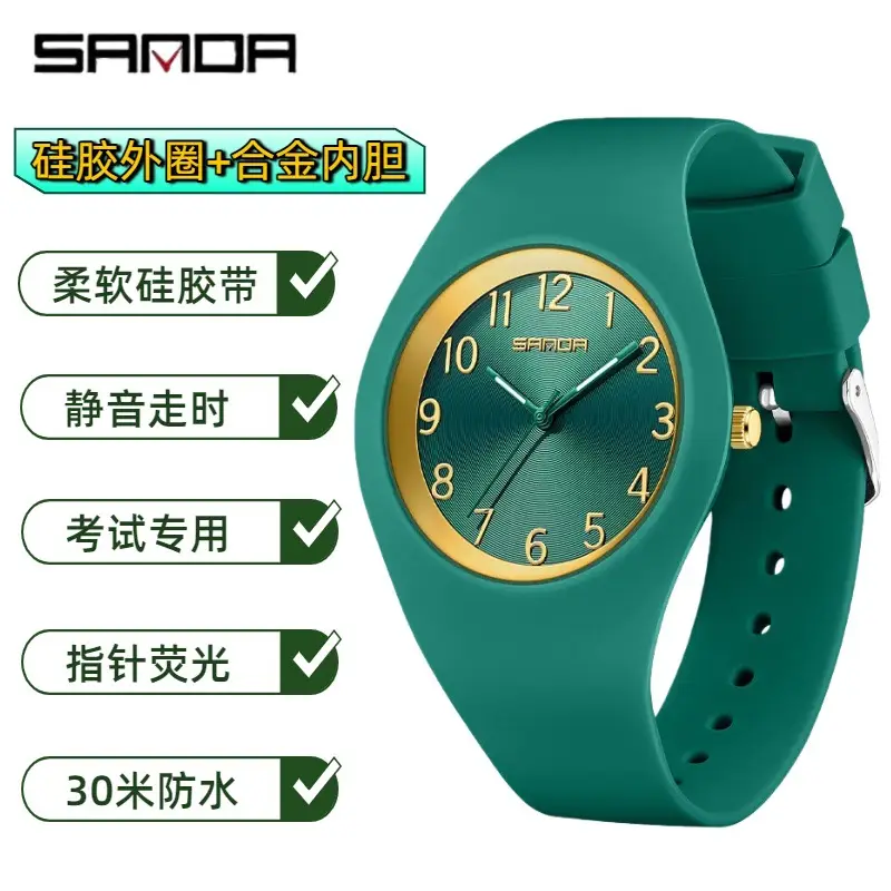 Red Quartz Watch for Men Women Silent Waterproof - Image 3