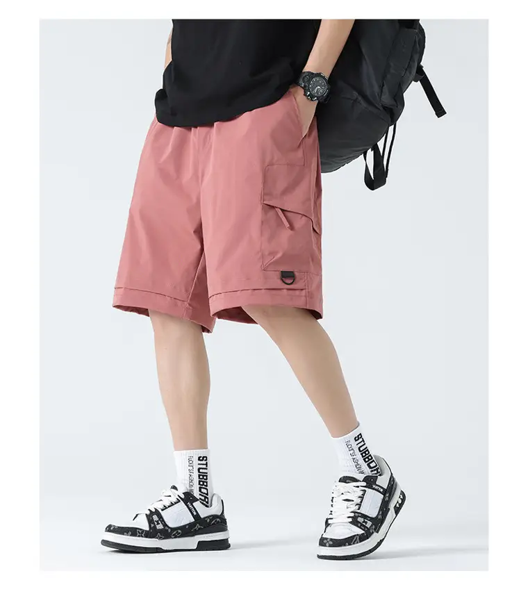 Pink Men's Ice-Resistant Shorts with Drawstring Waist — feature 13