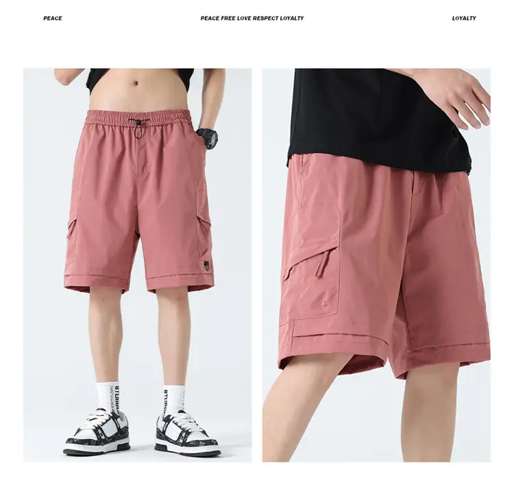 Pink Men's Ice-Resistant Shorts with Drawstring Waist — feature 31