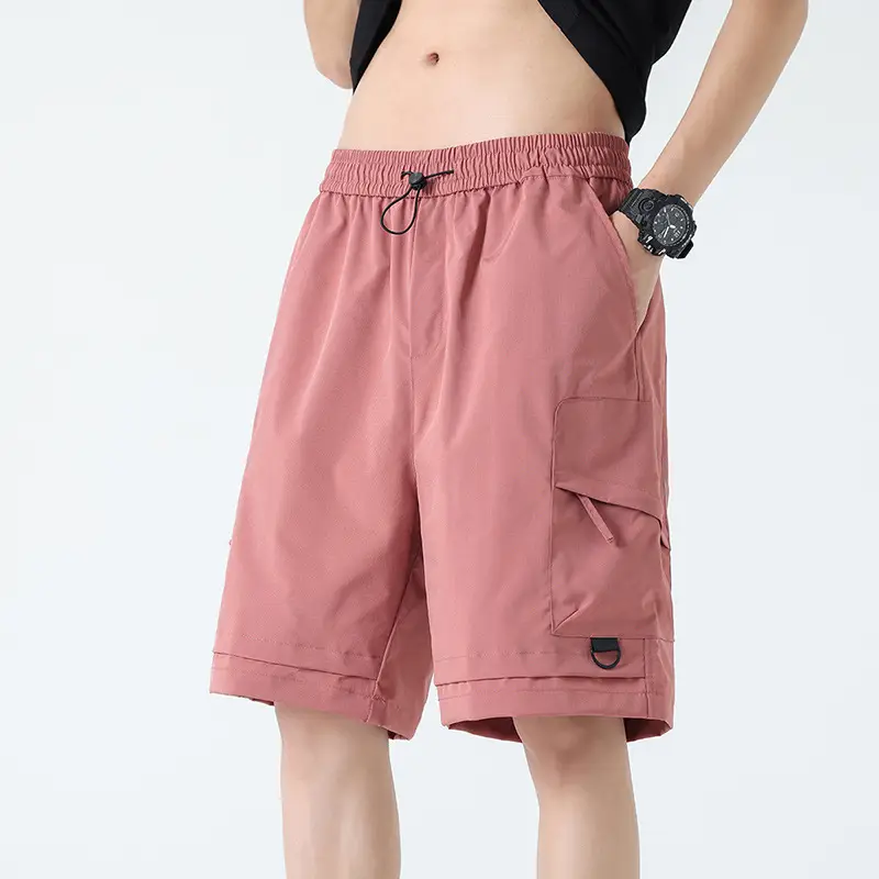 Pink Men's Ice-Resistant Shorts with Drawstring Waist - Image 5