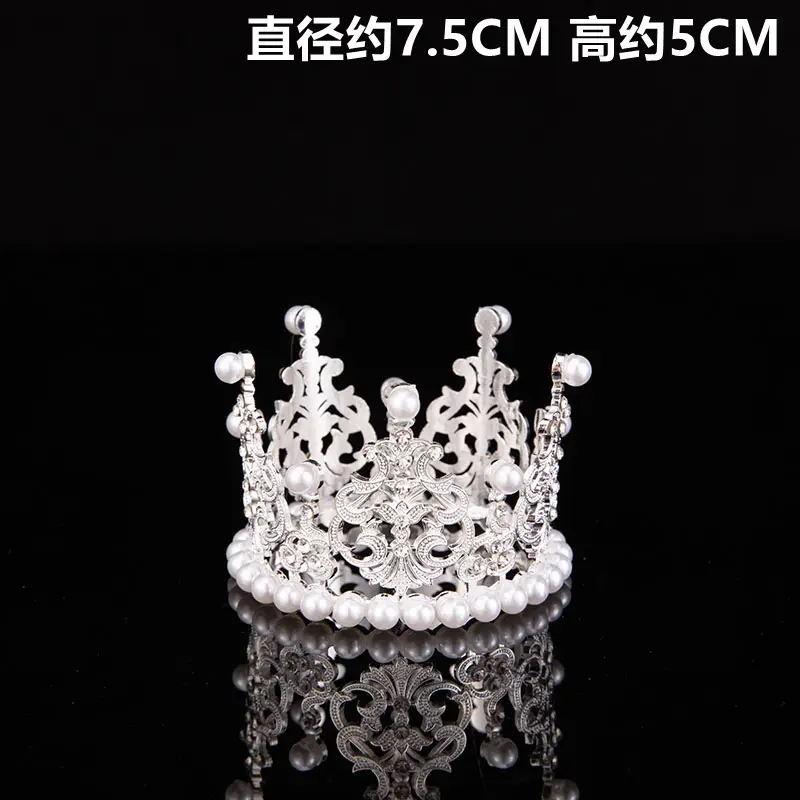 Silver Pearl Crown Crown Decor 7.5cm Diameter - Image 6