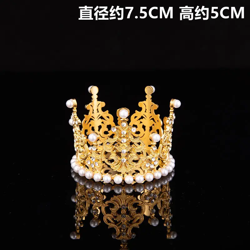 Silver Pearl Crown Crown Decor 7.5cm Diameter — feature 3