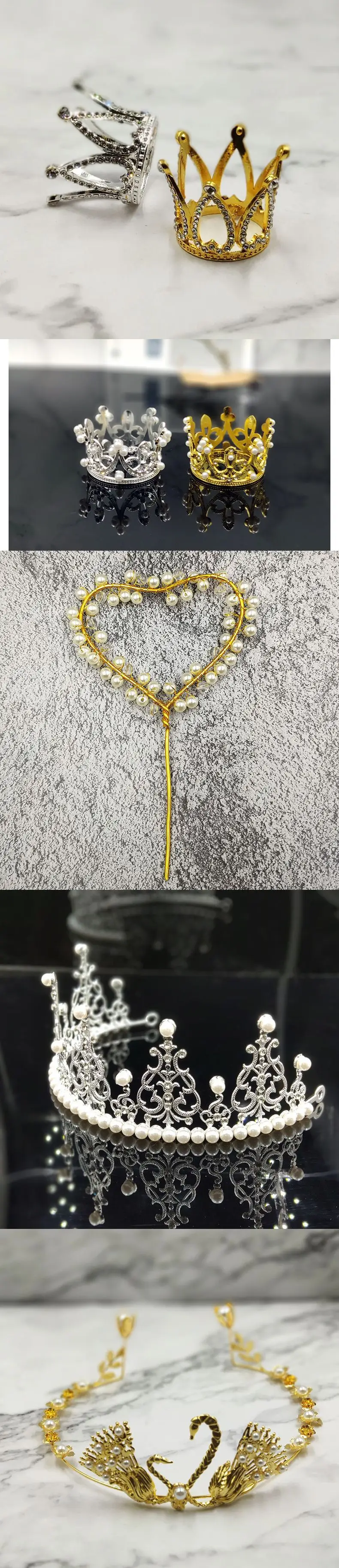 Silver Pearl Crown Crown Decor 7.5cm Diameter — feature 9