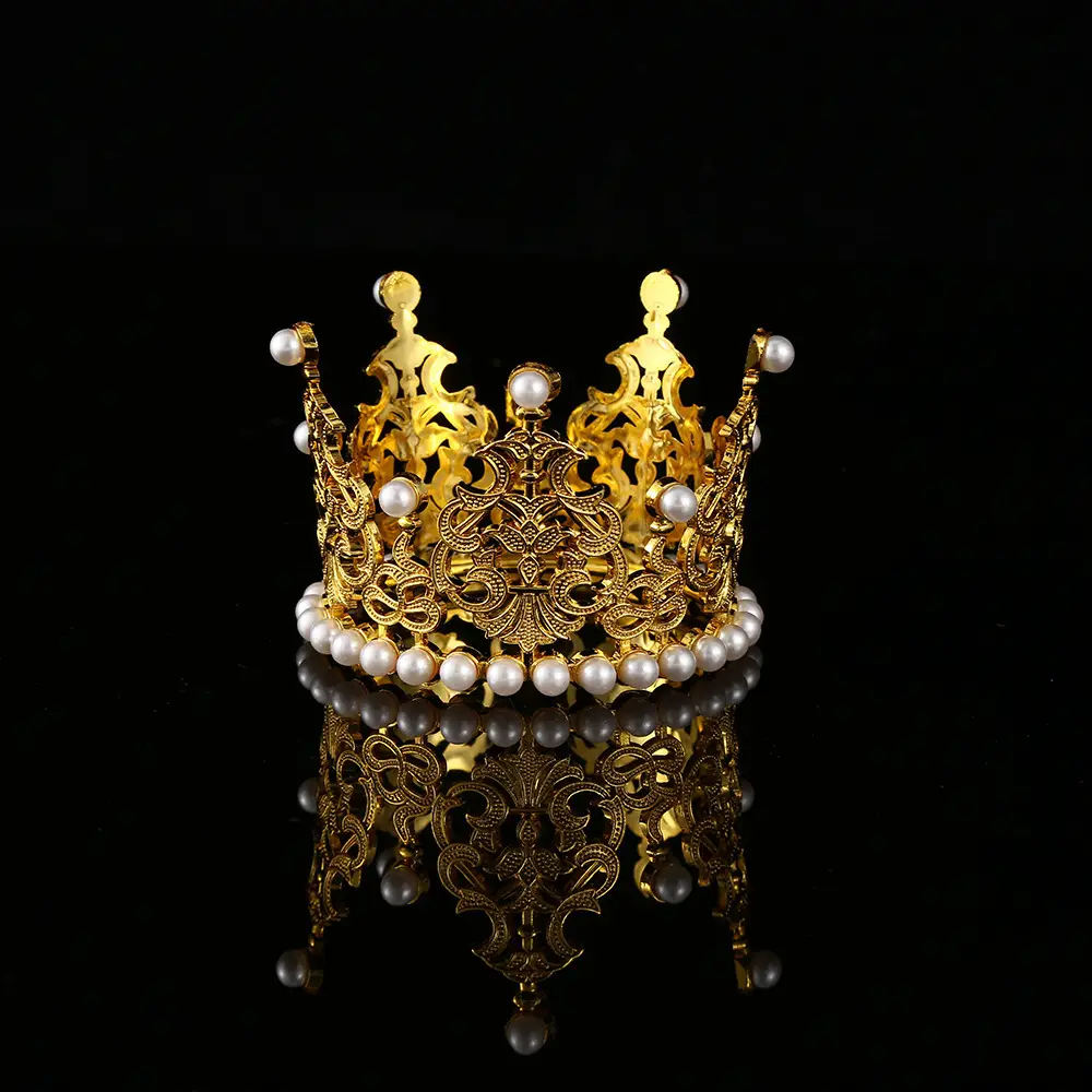 Silver Pearl Crown Crown Decor 7.5cm Diameter - Image 2