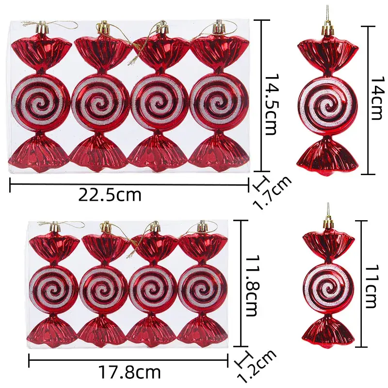 Silver Spiral Christmas Tails Candy Pack of 4