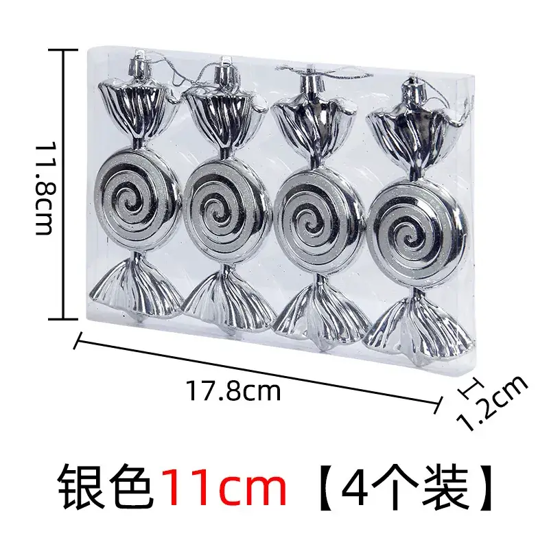 Silver Spiral Christmas Tails Candy Pack of 4