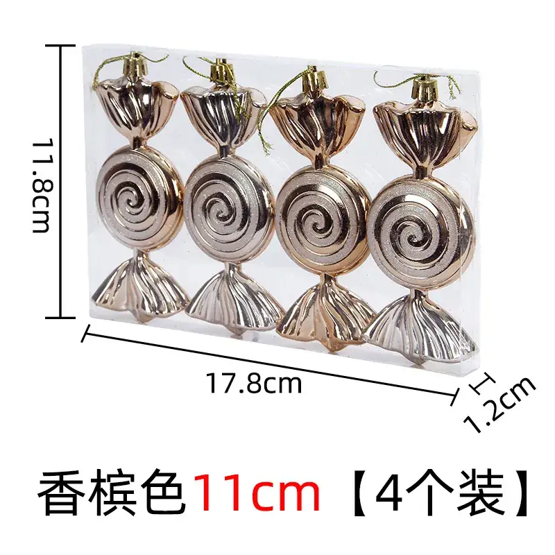 Silver Spiral Christmas Tails Candy Pack of 4