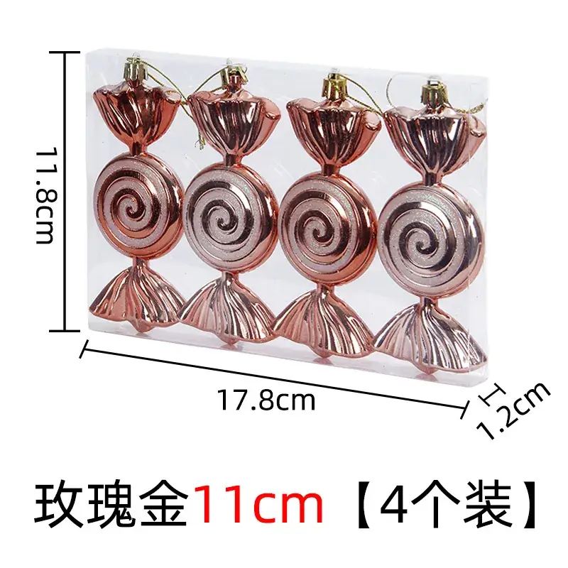 Silver Spiral Christmas Tails Candy Pack of 4