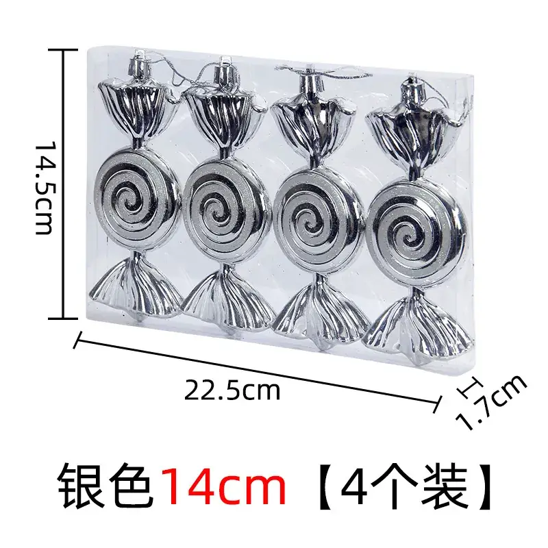 Silver Spiral Christmas Tails Candy Pack of 4