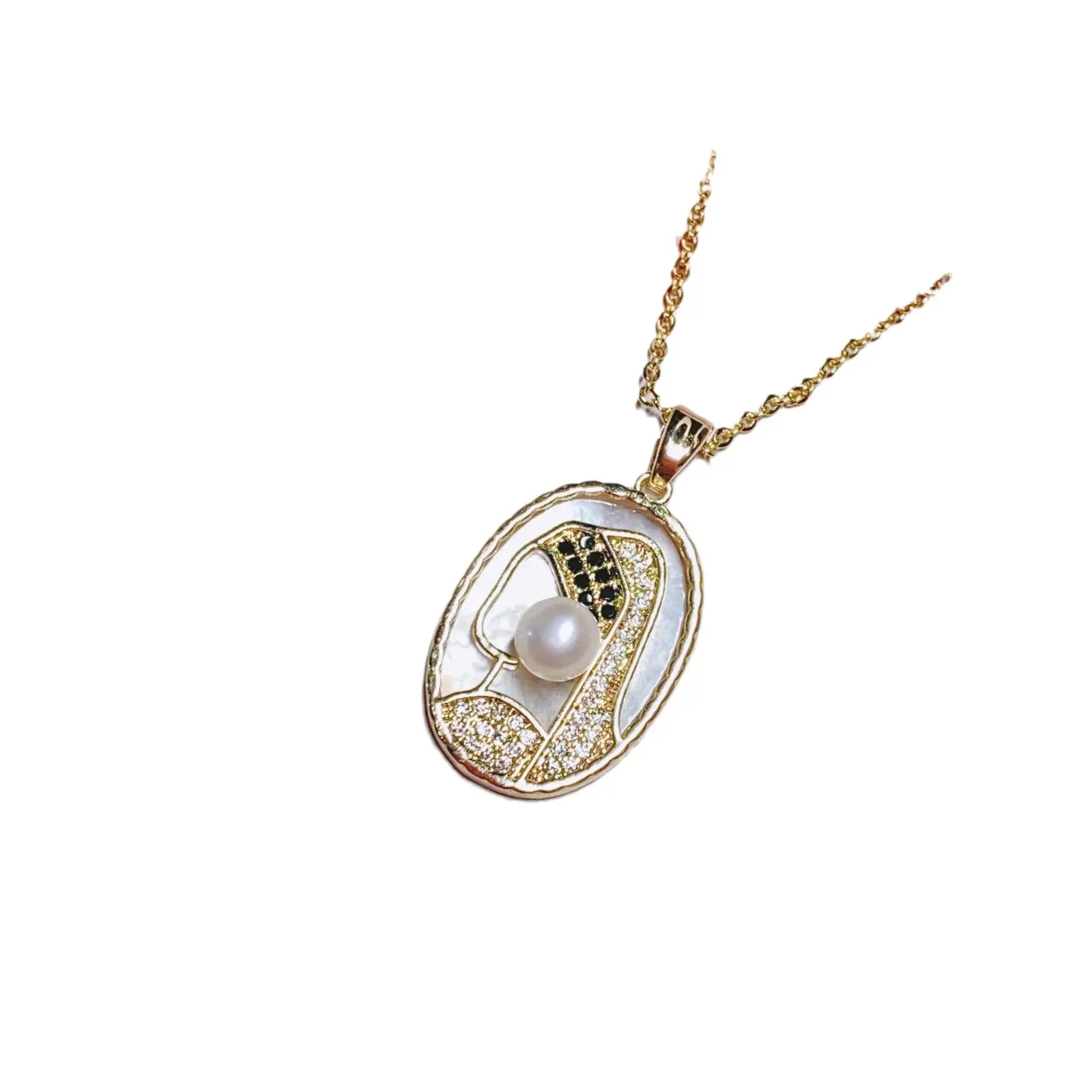 Women's Pearl Pendant Necklace with Balance Wood & Copper Bag - Image 37