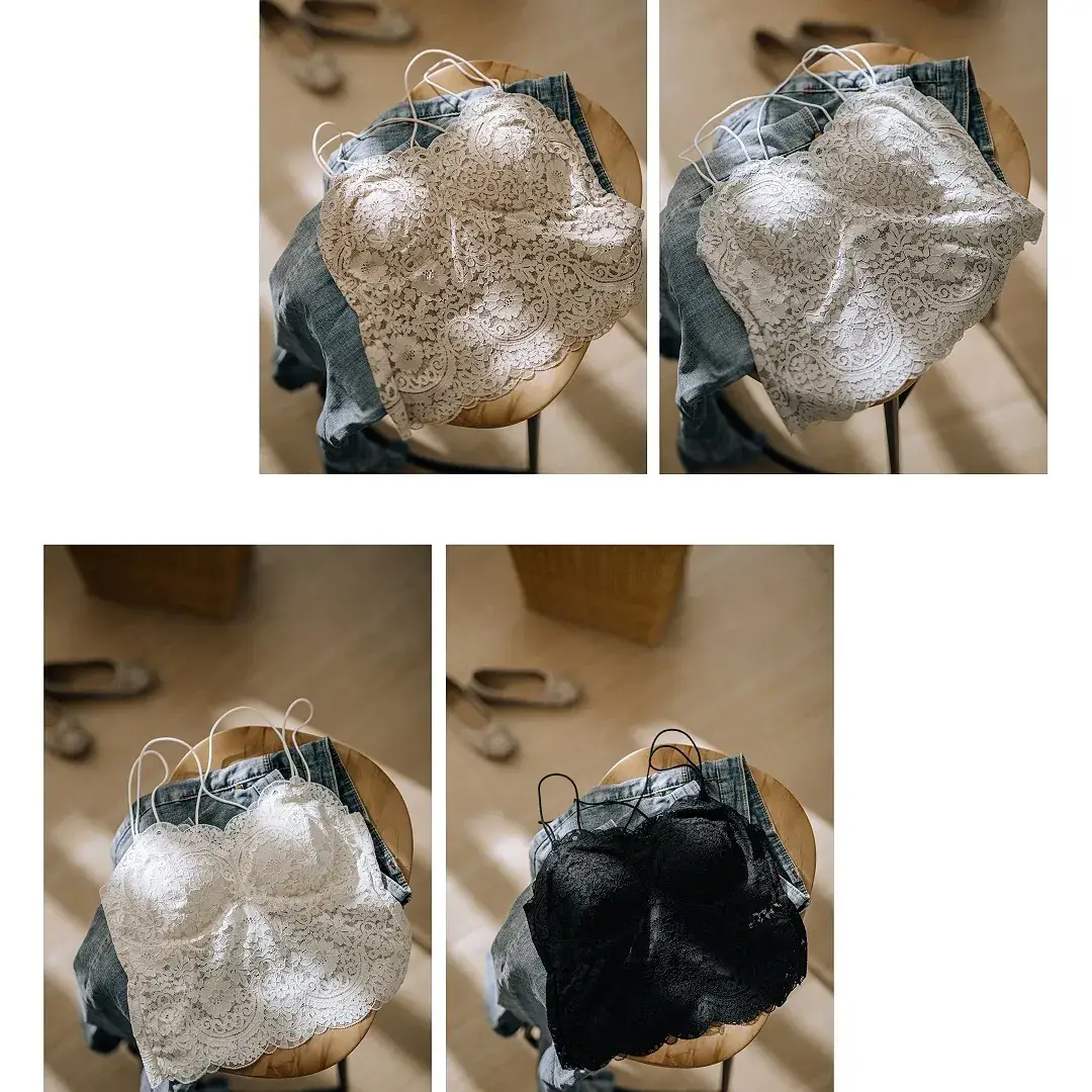 Lace Back Strap Vest with Chest Pad Bra for Women - Image 5