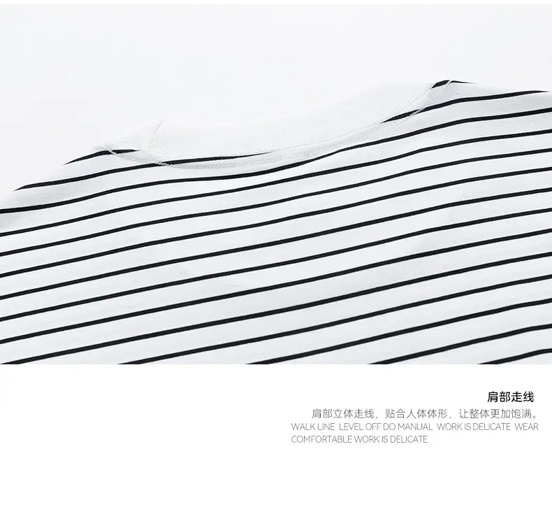 Men Striped Cotton T-Shirt Loose Fit Casual Summer — feature 11
