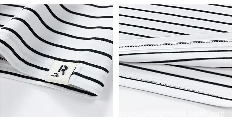 Men Striped Cotton T-Shirt Loose Fit Casual Summer — feature 12