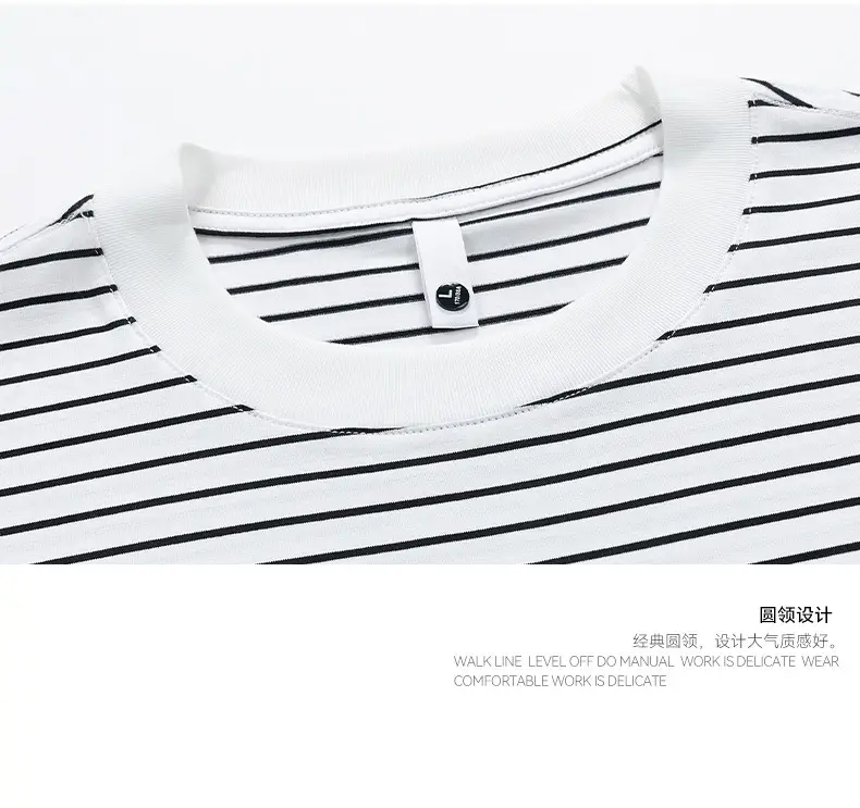 Men Striped Cotton T-Shirt Loose Fit Casual Summer — feature 7