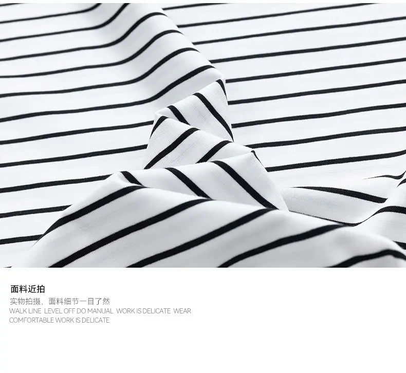 Men Striped Cotton T-Shirt Loose Fit Casual Summer — feature 8