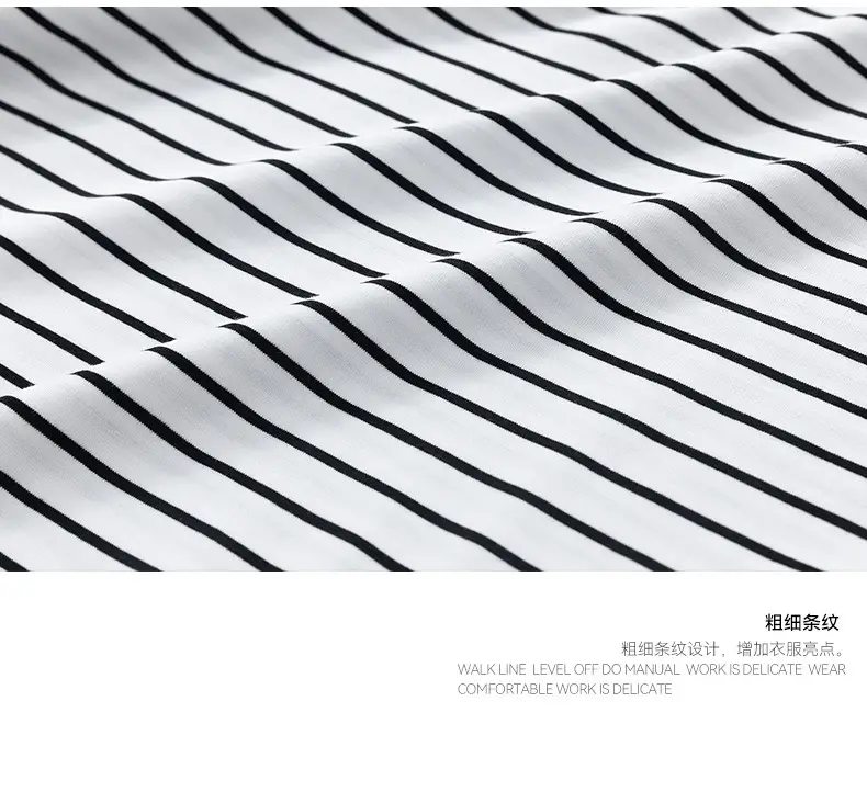 Men Striped Cotton T-Shirt Loose Fit Casual Summer — feature 9