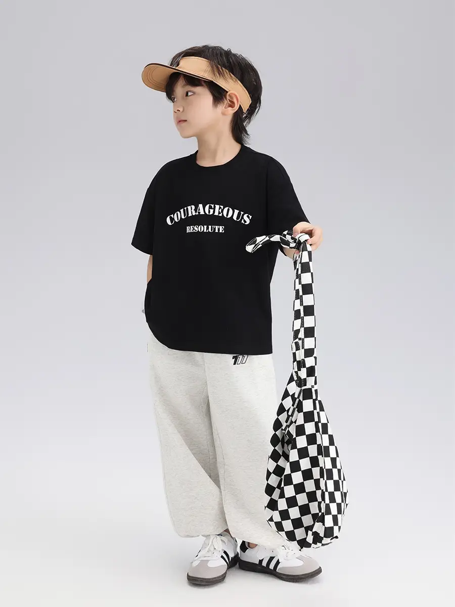 2024 Kids Black White Graphic T-Shirt Loose Fit - Image 6