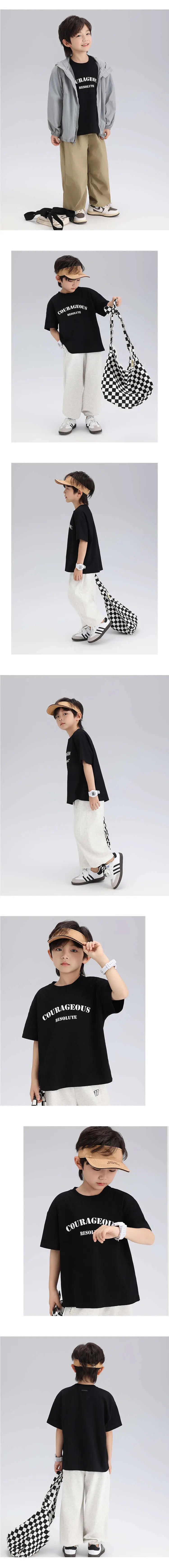 2024 Kids Black White Graphic T-Shirt Loose Fit — feature 12