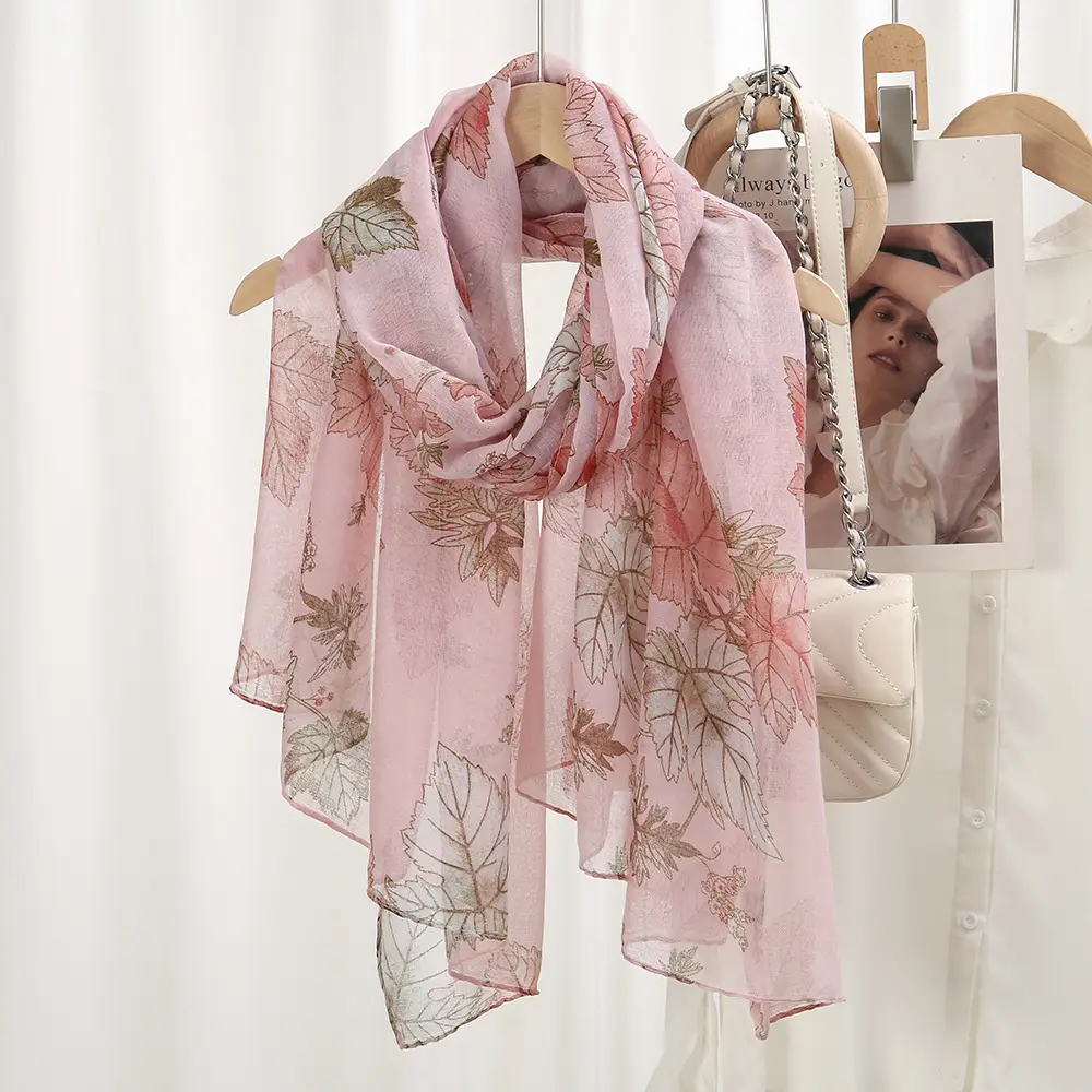 Silk Scarf Women's Floral Blue Muslim Style — feature 13