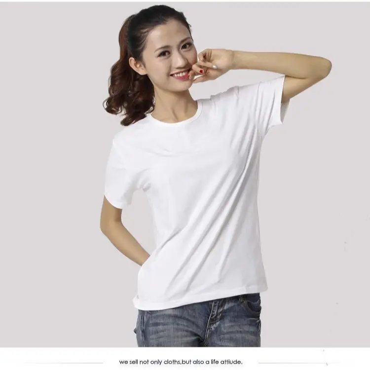 White Round Neck T-Shirt 200g Silk Blend Summer - Image 4
