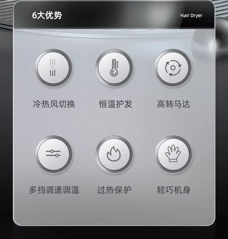 High-Speed Hair Dryer with Hot Cold Air Function — feature 6