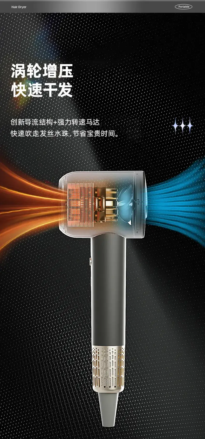 High-Speed Hair Dryer with Hot Cold Air Function — feature 8
