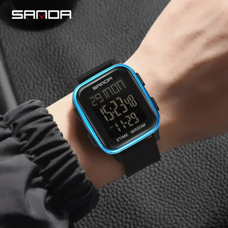 Sanda Multi-Color Digital Square Watch for Men Women - Image 8