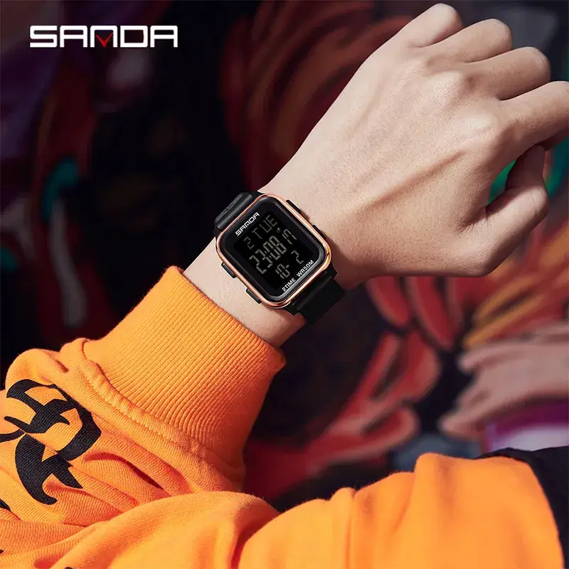 Sanda Multi-Color Digital Square Watch for Men Women - Image 9