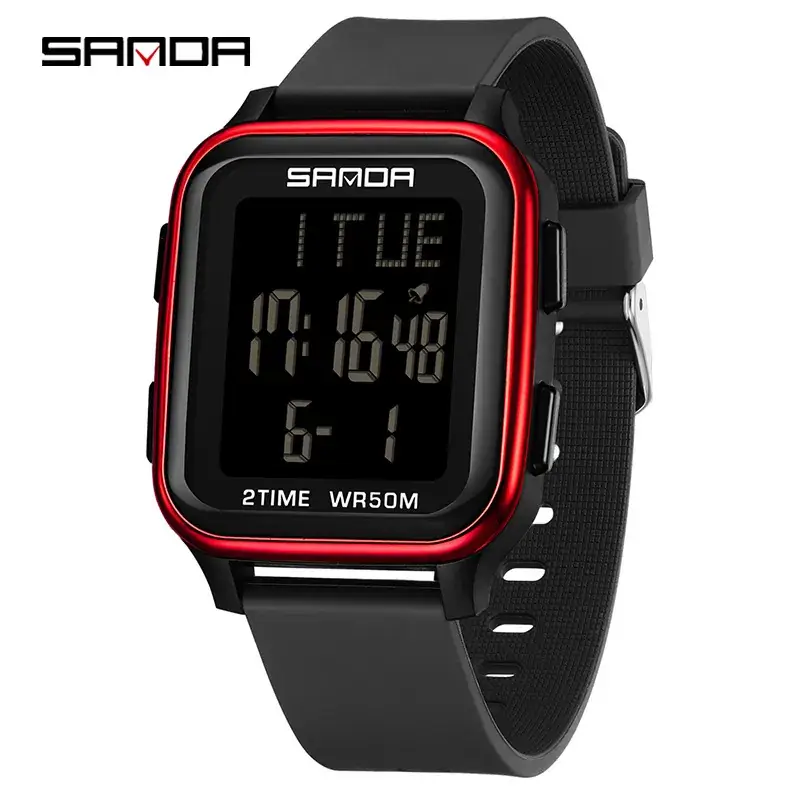 Sanda Multi-Color Digital Square Watch for Men Women - Image 11