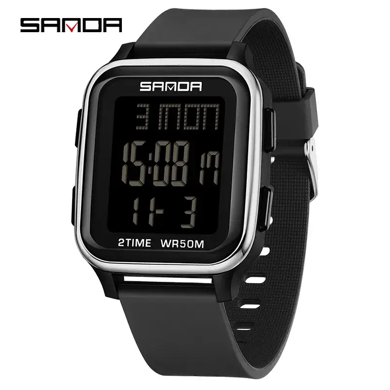 Sanda Multi-Color Digital Square Watch for Men Women - Image 4