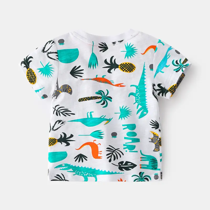 Children's Dinosaur Print White T-Shirt - Image 2