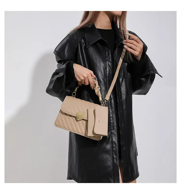 White Pleated Shoulder Messenger Bag for Women — feature 11