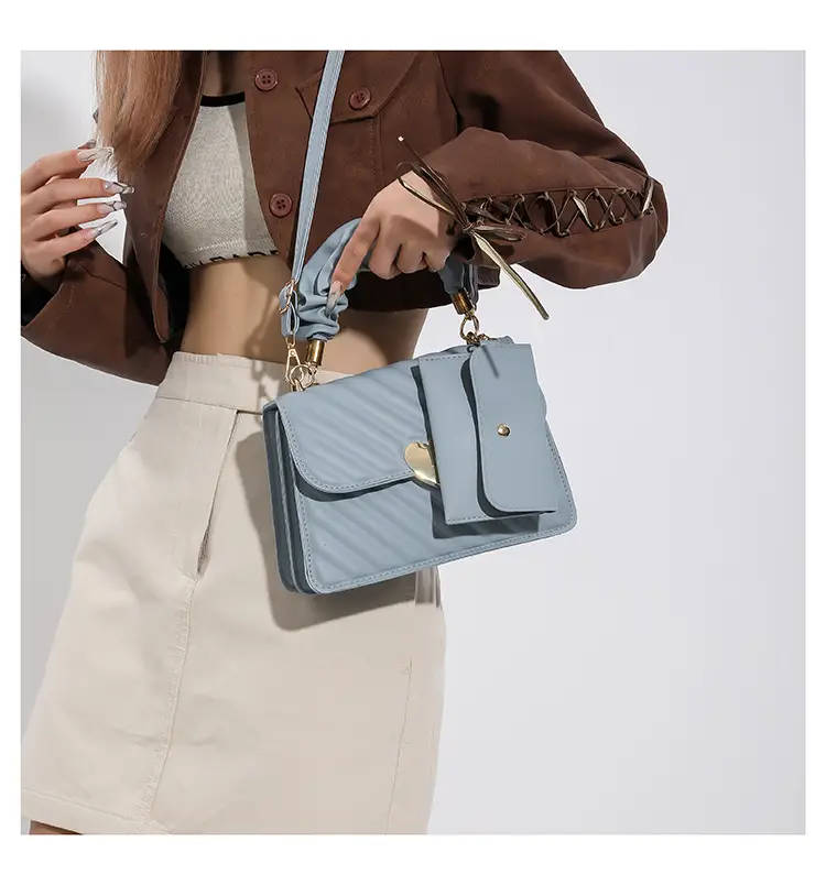 White Pleated Shoulder Messenger Bag for Women — feature 27