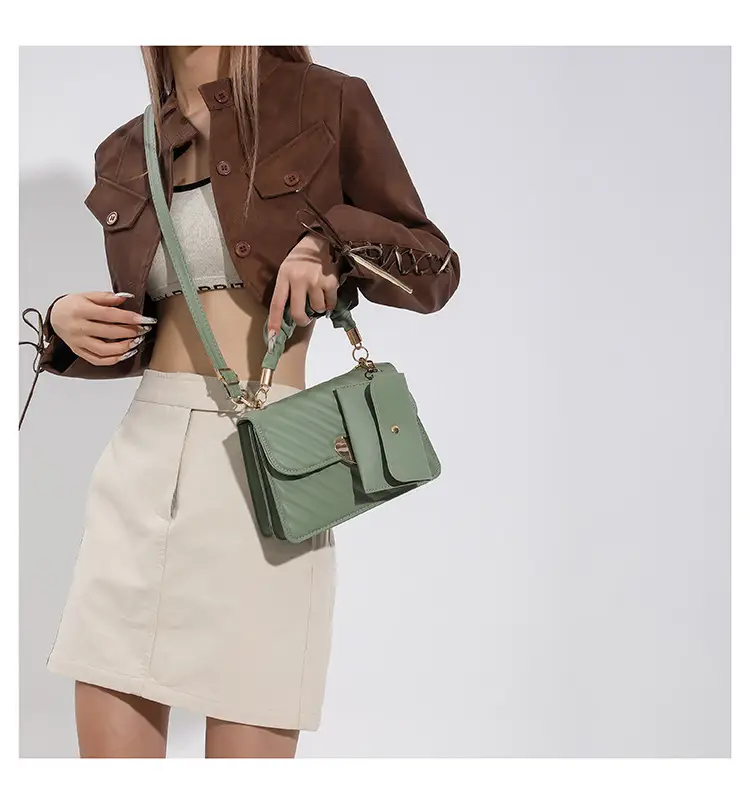 White Pleated Shoulder Messenger Bag for Women — feature 32