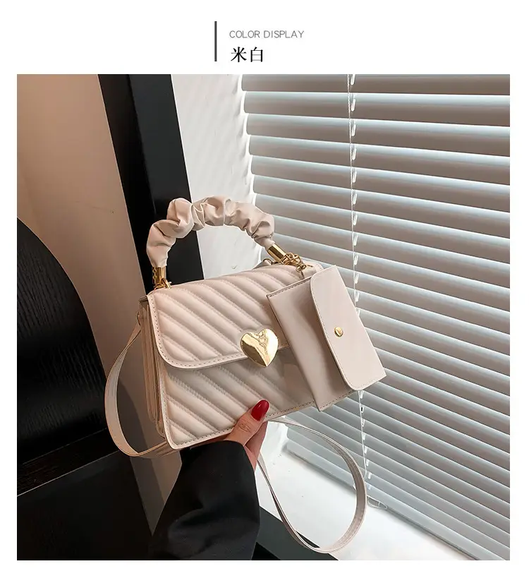 White Pleated Shoulder Messenger Bag for Women — feature 41