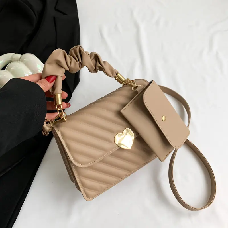 White Pleated Shoulder Messenger Bag for Women - Image 3