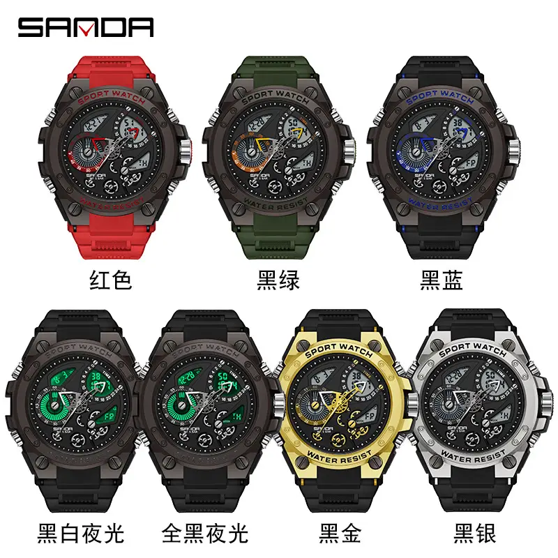 Men's Black 3D Dual Display Stopwatch Watch - Image 9