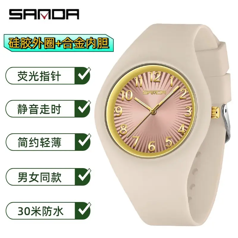 Sanda Women's Silicone Quartz Watch Red Black Multi Language - Image 16