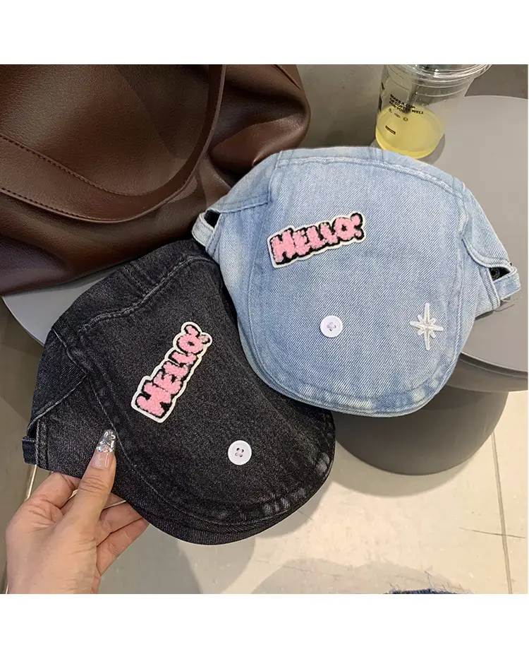 Women's Xiin Beret Hats Blue Black Retro Distressed — feature 15