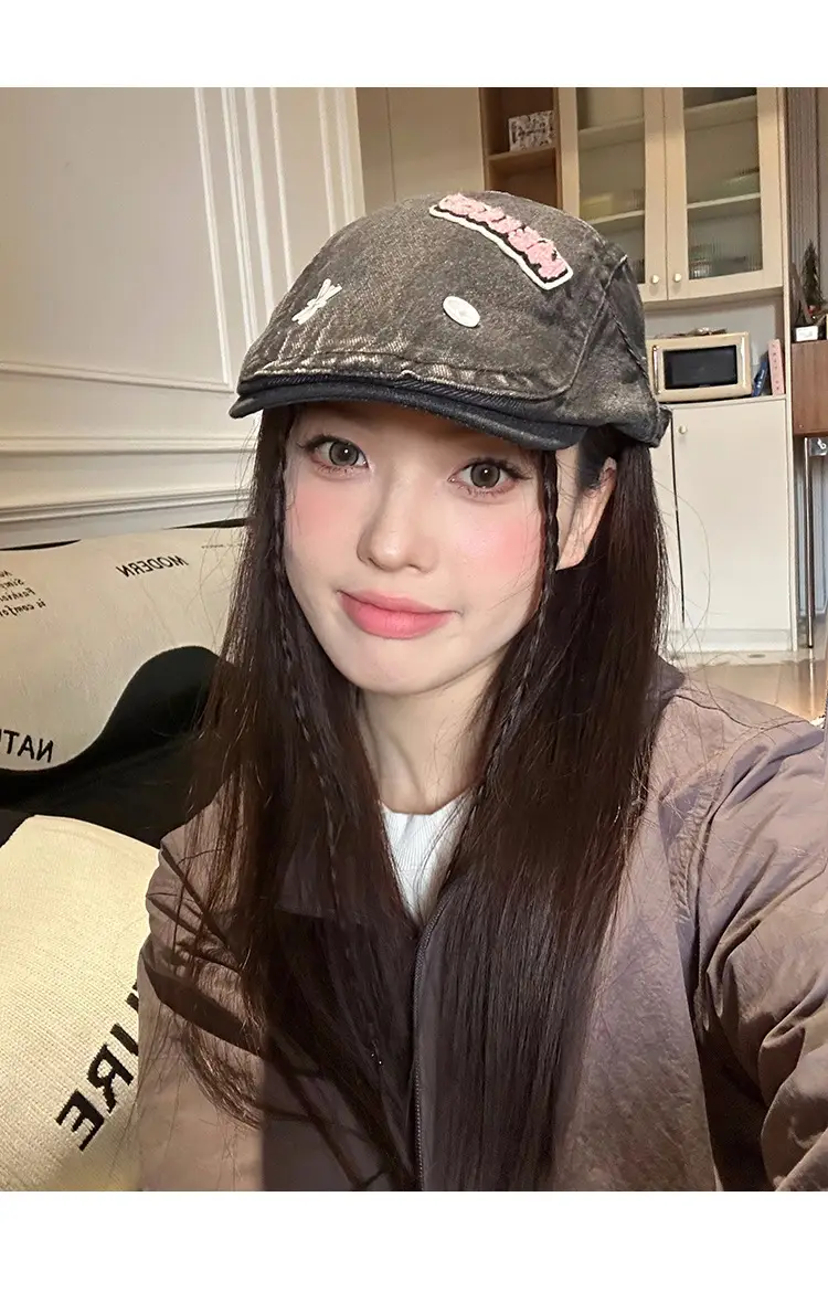 Women's Xiin Beret Hats Blue Black Retro Distressed — feature 6