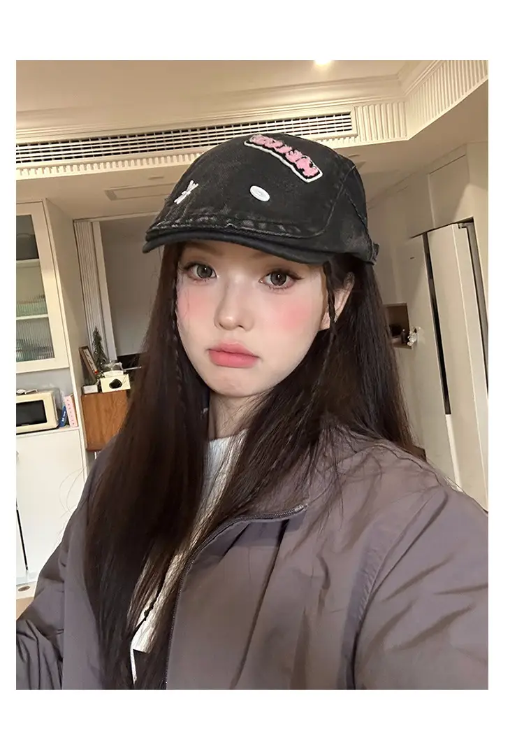Women's Xiin Beret Hats Blue Black Retro Distressed — feature 7