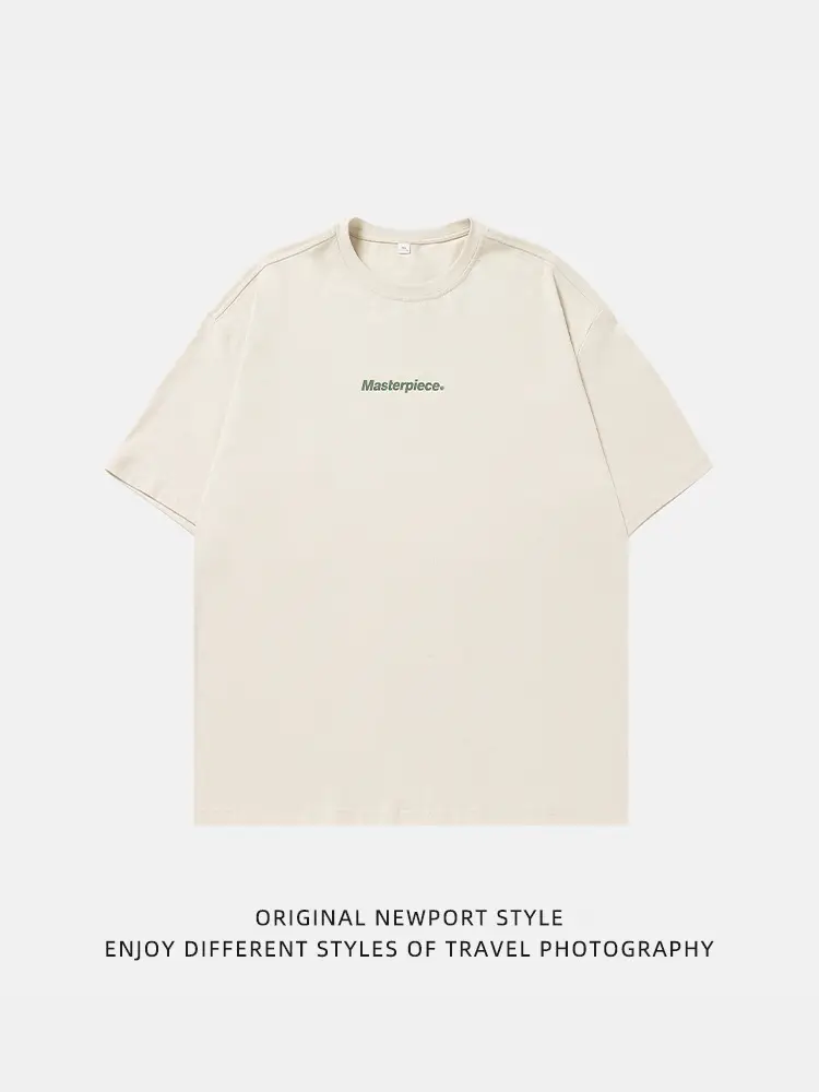 Hanlu Men T-Shirt White Loose Round Neck Short Sleeve