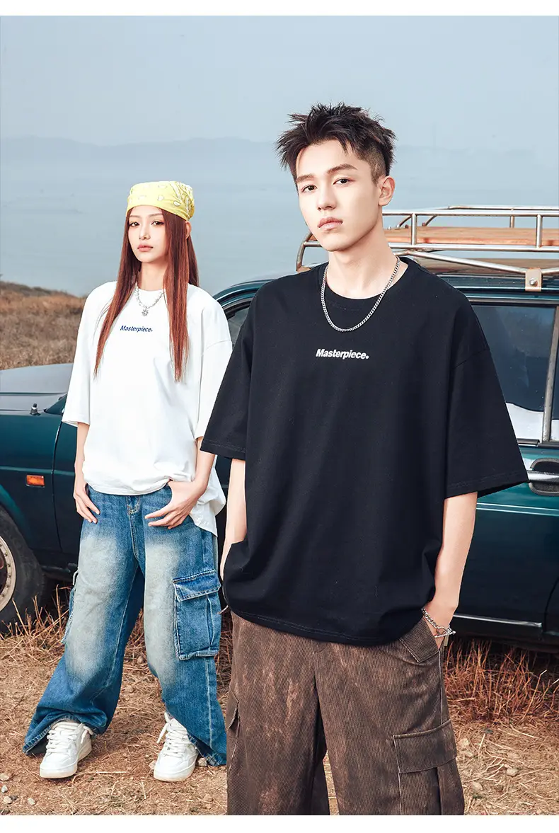 Hanlu Men T-Shirt White Loose Round Neck Short Sleeve — feature 14