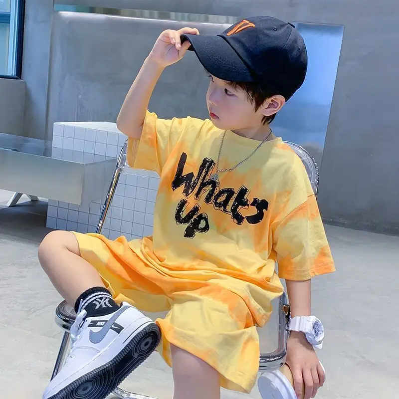 Children's Orange T-Shirt Shorts Set Medium Large - Image 5